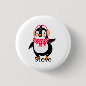 Weihnachten Jolly Pinguin in Scarf mit Ohrmuffen Button (Vorderseite)