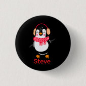 Weihnachten Jolly Pinguin in Scarf mit Ohrmuffen Button (Vorderseite)