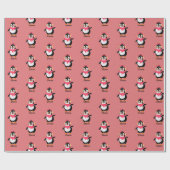 Weihnachten Jolly Pinguin in Scarf mit Ohrmuffen Geschenkpapier (Flach)