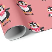 Weihnachten Jolly Pinguin in Scarf mit Ohrmuffen Geschenkpapier (Rolleneckpunkt)