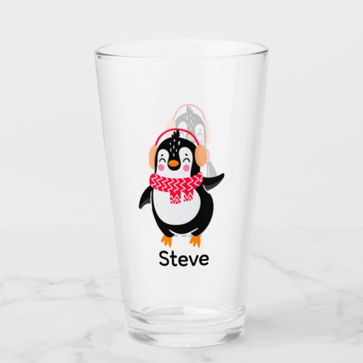 Weihnachten Jolly Pinguin in Scarf mit Ohrmuffen Glas (Vorderseite)