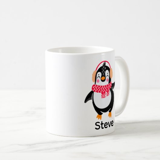 Weihnachten Jolly Pinguin in Scarf mit Ohrmuffen Kaffeetasse (VorderseiteRechts)