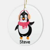 Weihnachten Jolly Pinguin in Scarf mit Ohrmuffen Keramik Ornament (Links)
