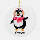 Weihnachten Jolly Pinguin in Scarf mit Ohrmuffen Keramik Ornament (Hinten)