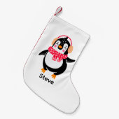 Weihnachten Jolly Pinguin in Scarf mit Ohrmuffen Kleiner Weihnachtsstrumpf (Vorderansicht (hängend))