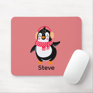 Weihnachten Jolly Pinguin in Scarf mit Ohrmuffen Mousepad