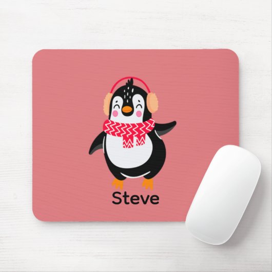 Weihnachten Jolly Pinguin in Scarf mit Ohrmuffen Mousepad (Mit Mouse)