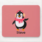 Weihnachten Jolly Pinguin in Scarf mit Ohrmuffen Mousepad (Vorne)