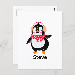Weihnachten Jolly Pinguin in Scarf mit Ohrmuffen Postkarte