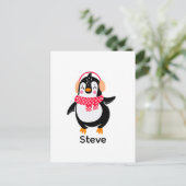 Weihnachten Jolly Pinguin in Scarf mit Ohrmuffen Postkarte (Stehend Vorderseite)