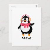 Weihnachten Jolly Pinguin in Scarf mit Ohrmuffen Postkarte (Vorne/Hinten)
