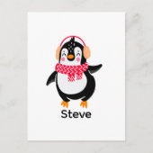 Weihnachten Jolly Pinguin in Scarf mit Ohrmuffen Postkarte (Vorderseite)