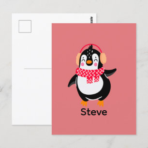 Weihnachten Jolly Pinguin in Scarf mit Ohrmuffen Postkarte