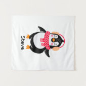 Weihnachten Jolly Pinguin in Scarf mit Ohrmuffen Wandteppich (Vorderseite (Horizontal))