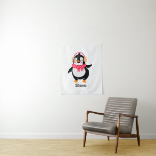 Weihnachten Jolly Pinguin in Scarf mit Ohrmuffen Wandteppich