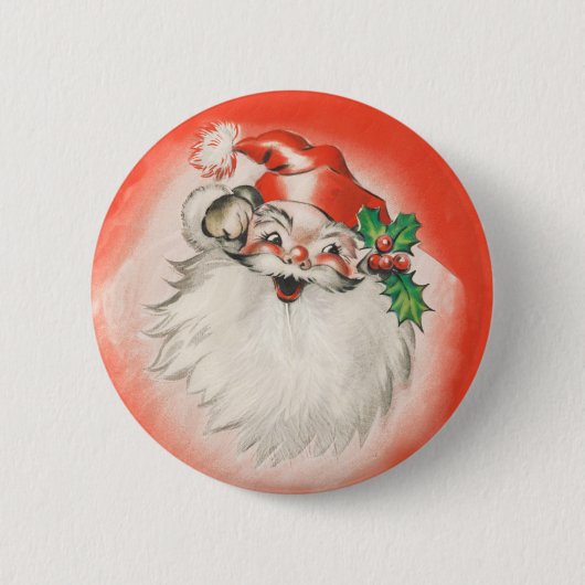 Weihnachten, Jolly Retro 50er Santa Claus Button (Vorderseite)