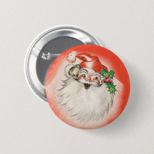 Weihnachten, Jolly Retro 50er Santa Claus Button