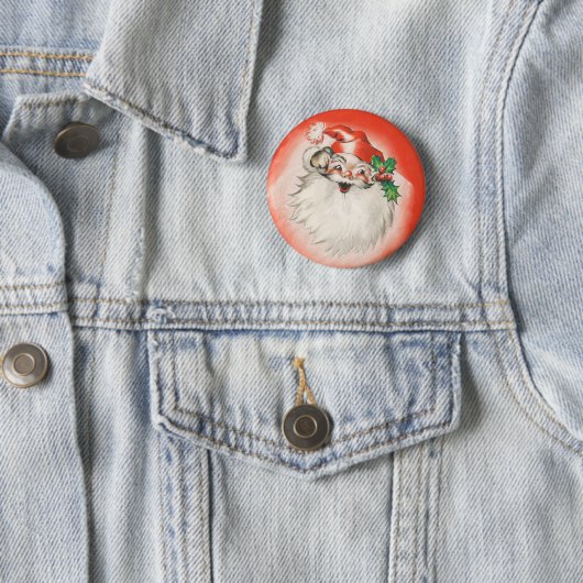 Weihnachten, Jolly Retro 50er Santa Claus Button (Beispiel)