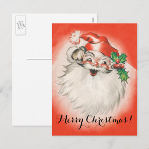 Weihnachten, Jolly Retro 50er Santa Claus Feiertagspostkarte