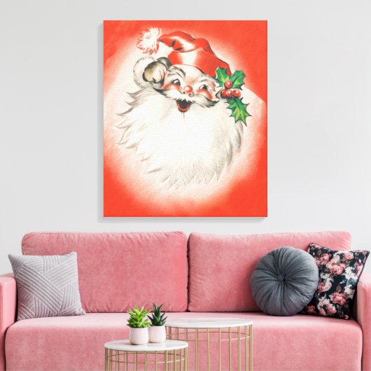 Weihnachten, Jolly Retro 50er Santa Claus Leinwanddruck (Insitu (Wohnzimmer))
