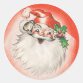 Weihnachten, Jolly Retro 50er Santa Claus Runder Aufkleber (Vorderseite)