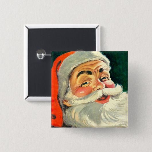 Weihnachten, Jolly Retro 50's Weihnachtsmann Button (Vorne & Hinten)