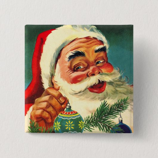 Weihnachten, Jolly Retro 50's Weihnachtsmann Button (Vorderseite)
