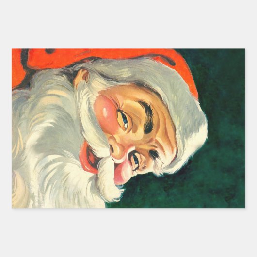 Weihnachten, Jolly Retro 50's Weihnachtsmann Geschenkpapier Set (Vorderseite 3)