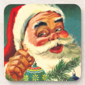 Weihnachten, Jolly Retro 50's Weihnachtsmann Getränkeuntersetzer (Vorderseite)