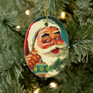 Weihnachten, Jolly Retro 50's Weihnachtsmann Keramik Ornament