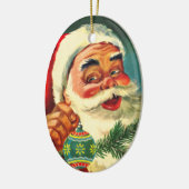 Weihnachten, Jolly Retro 50's Weihnachtsmann Keramik Ornament (Links)