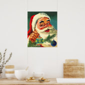 Weihnachten, Jolly Retro 50's Weihnachtsmann Poster (Küche)