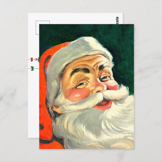 Weihnachten, Jolly Retro 50's Weihnachtsmann Postkarte (Vorne/Hinten)
