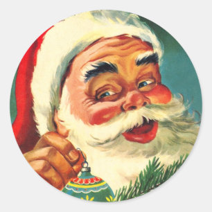 Weihnachten, Jolly Retro 50's Weihnachtsmann Runder Aufkleber