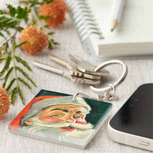 Weihnachten, Jolly Retro 50's Weihnachtsmann Schlüsselanhänger