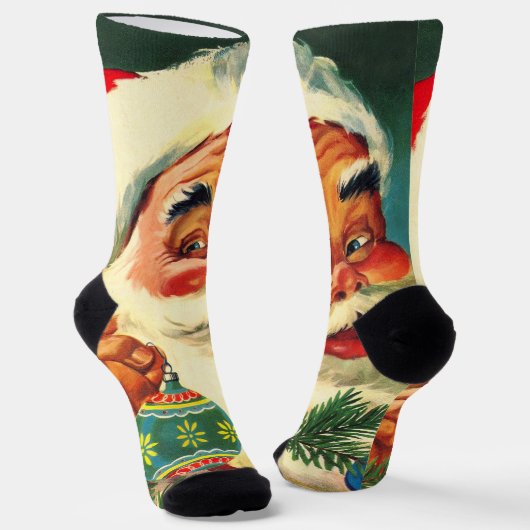 Weihnachten, Jolly Retro 50's Weihnachtsmann Socken (Gewinkelt)