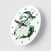 Weihnachten, Jolly Santa Claus grün Runde Wanduhr (Winkel)