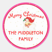 Weihnachten Jolly Santa Claus Pink Fun Merry Runder Aufkleber (Vorderseite)