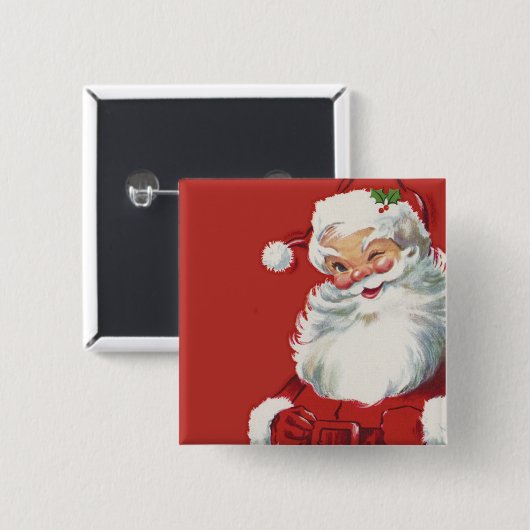Weihnachten, Jolly Santa Claus Winking Button (Vorne & Hinten)