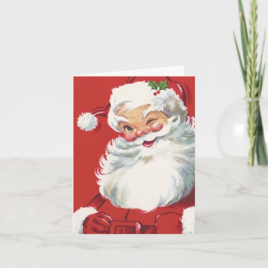 Weihnachten, Jolly Santa Claus Winking Dankeskarte (Vorderseite)