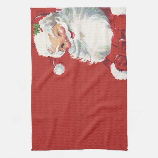 Weihnachten, Jolly Santa Claus Winking Geschirrtuch (Vertikal)