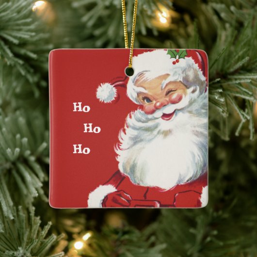 Weihnachten, Jolly Santa Claus Winking Keramikornament (Baum)
