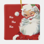 Weihnachten, Jolly Santa Claus Winking Keramikornament (Vorderseite)