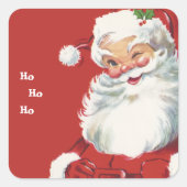 Weihnachten, Jolly Santa Claus Winking Quadratischer Aufkleber (Vorderseite)