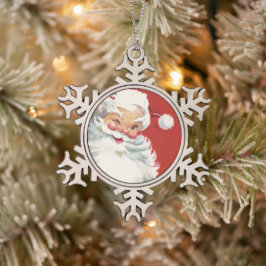 Weihnachten, Jolly Santa Claus Winking Schneeflocken Zinn-Ornament