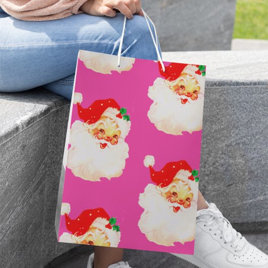 Weihnachten Jolly Santa Merry Pink Spaß Mittlere Geschenktüte