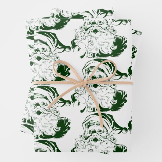 Weihnachten, Jolly Weihnachtsmann in Grün Geschenkpapier Set (Beispiel)