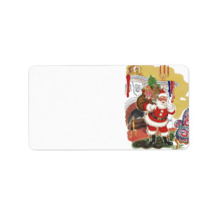 Weihnachten, Jolly Weihnachtsmann mit Geschenken Adressaufkleber