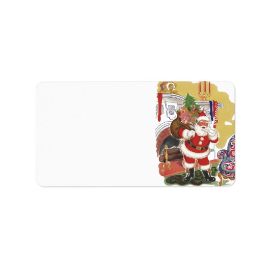 Weihnachten, Jolly Weihnachtsmann mit Geschenken Adressaufkleber (Vorne)