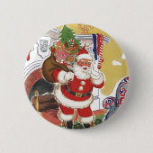 Weihnachten, Jolly Weihnachtsmann mit Geschenken Button (Vorderseite)